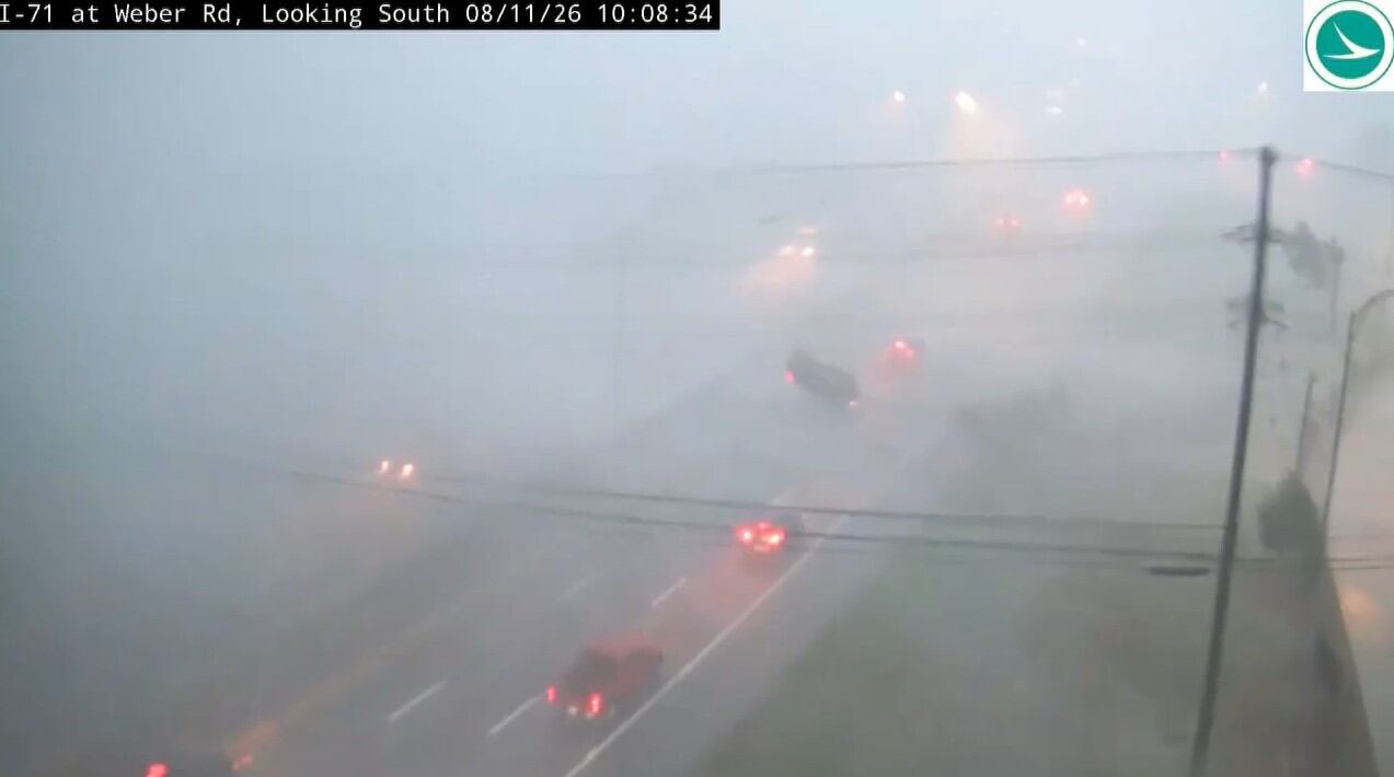 Car Flipped by Strong Winds on I-71 During Severe Storms in Columbus