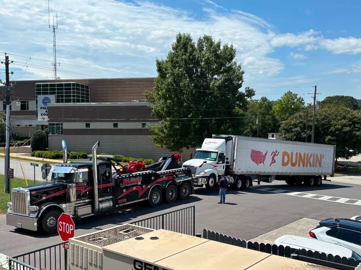 Dunkin’ Delivery Truck Breaks Down Outside Pelham Police Station