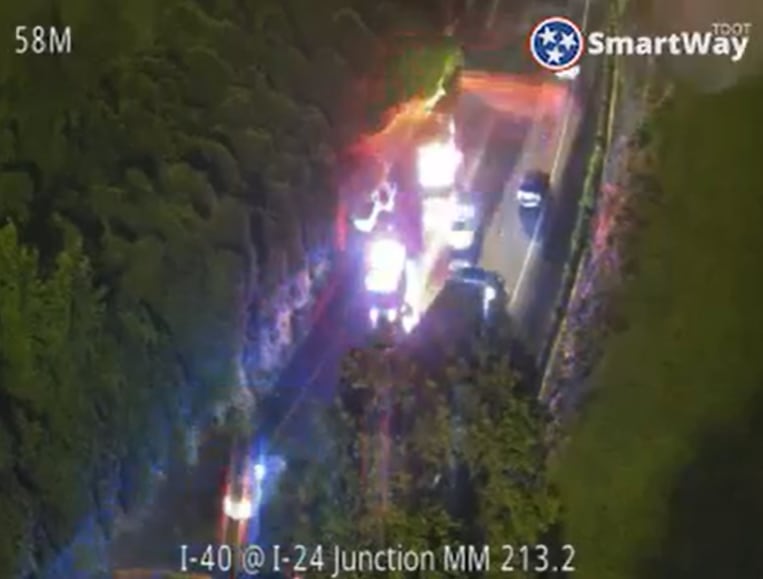 I-24 Westbound Closed Near Mile Marker 51 Due to Crash