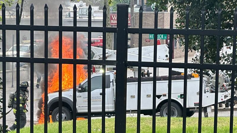 NDOT truck catches fire in Nashville