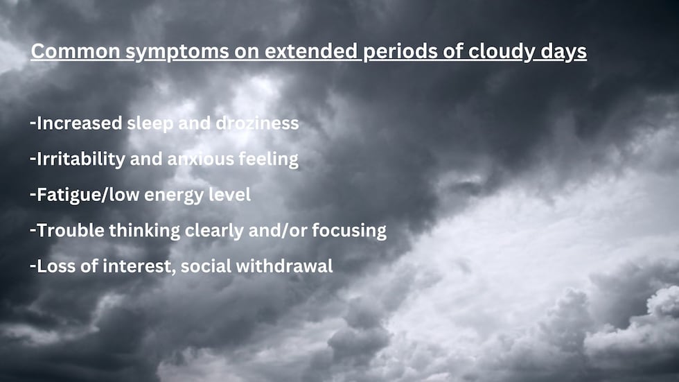 After consecutive cloudy days, your mood can be affected.