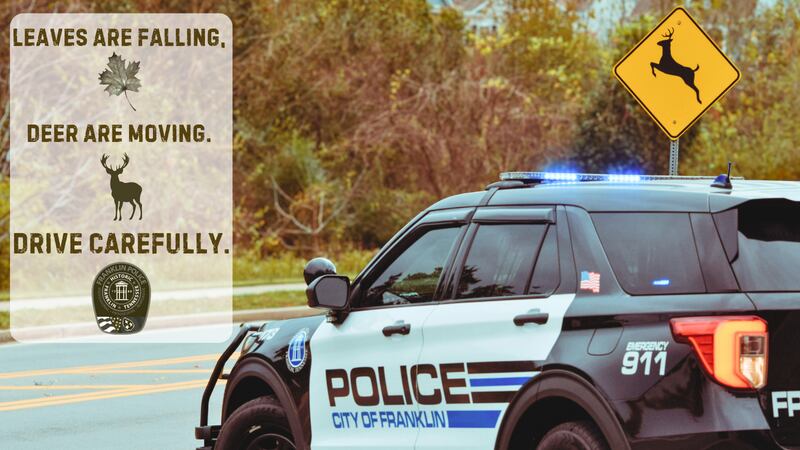 Ferangling Cop Franklin Police reports increase in deer strikes, offers tips to drivers
