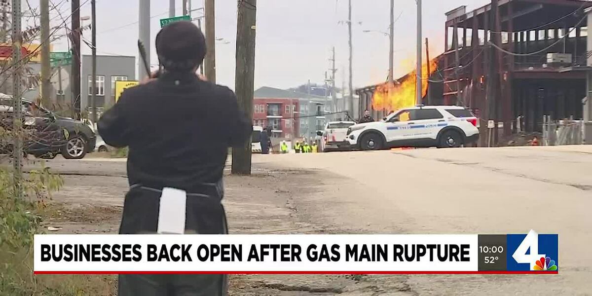 Gas Rupture Businesses reopen after gas main rupture, explosion