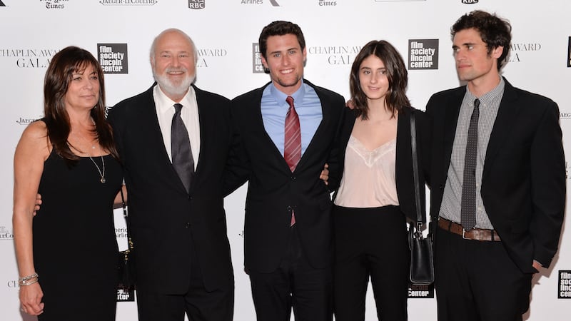 FILE - Honoree Rob Reiner, second left, poses with his wife Michele, left, and children Nick,...