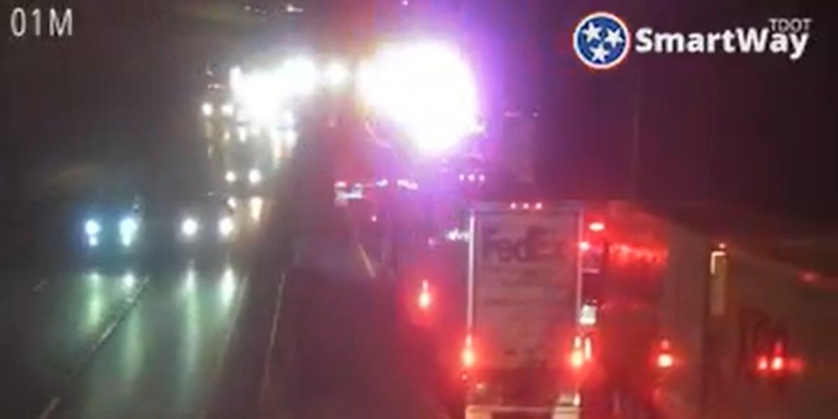 Overturned vehicle blocks traffic on I-40 westbound