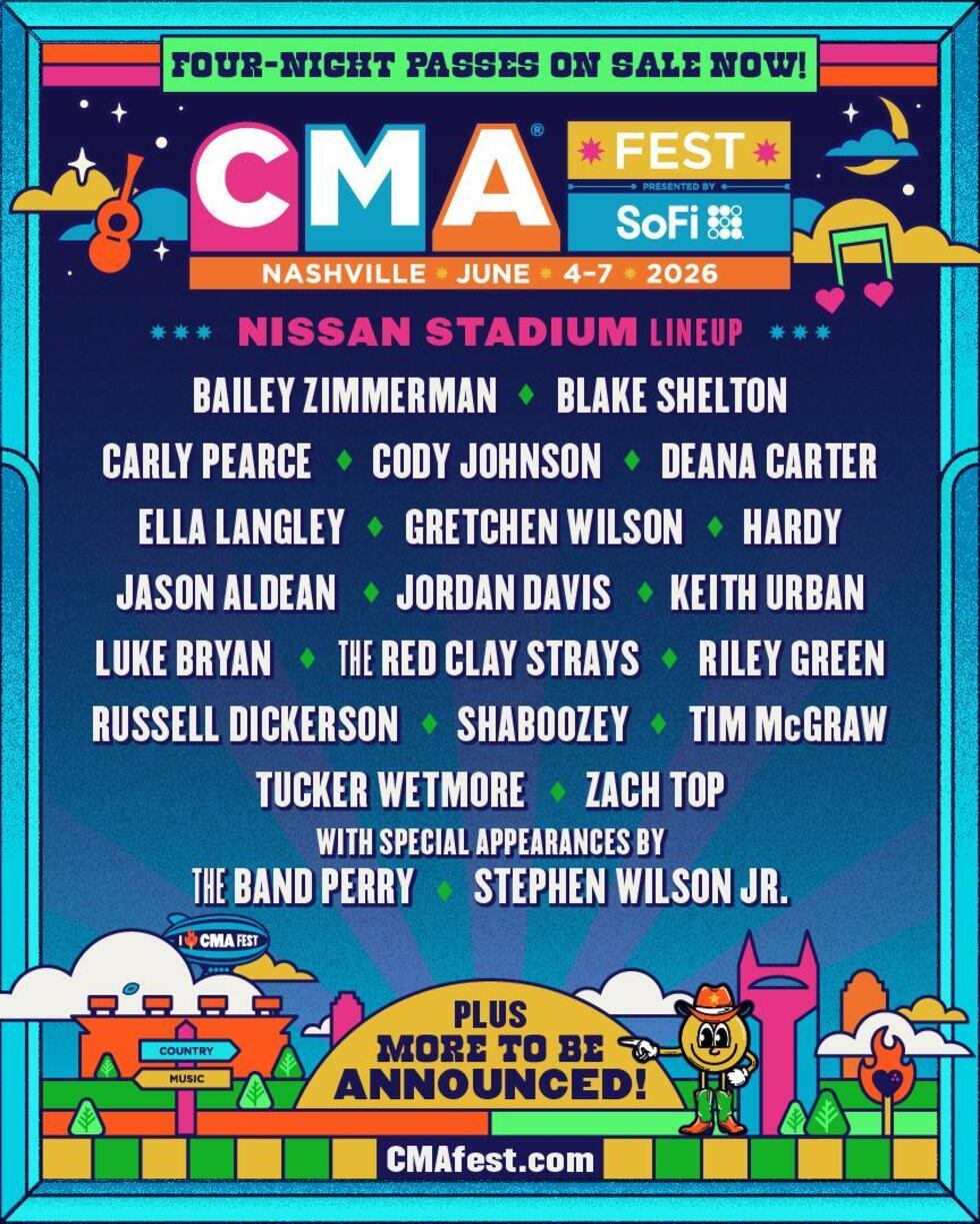 Cma Week CMA Fest announces headliners for 2026 event in Nashville