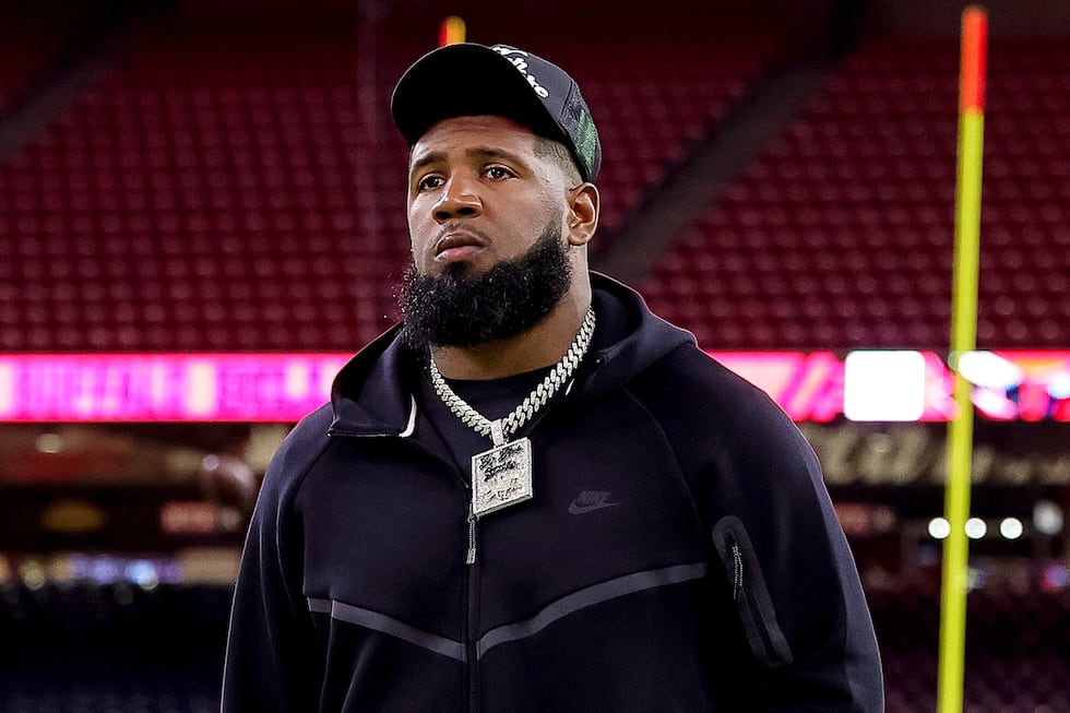 FILE - Buffalo Bills defensive tackle Ed Oliver arrives for an NFL football game against the...