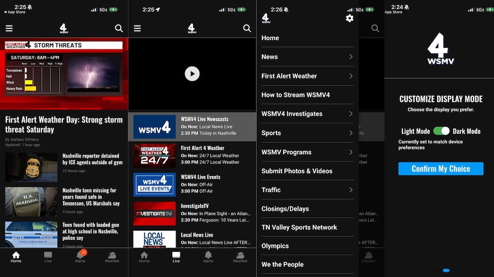 Vuelva solo el título traducido: Noticias de última hora y clima en vivo que viajan contigo: La nueva aplicación de noticias móviles WSMV4