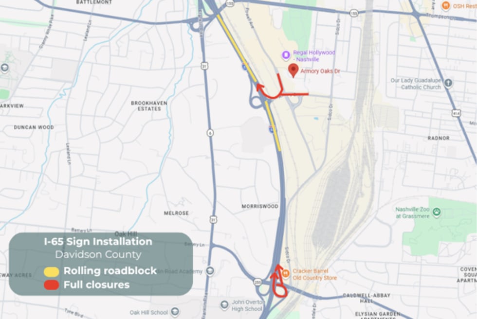 TDOT rolling roadblock on I-65