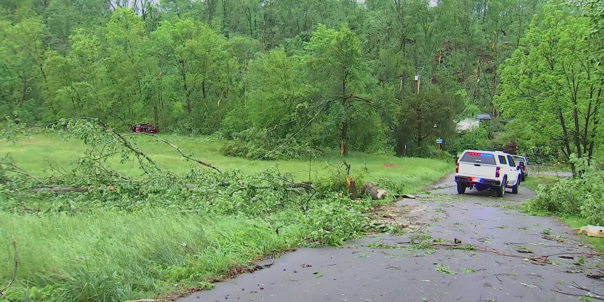 Storm damage blocks road, traps residents in Goodlettsville