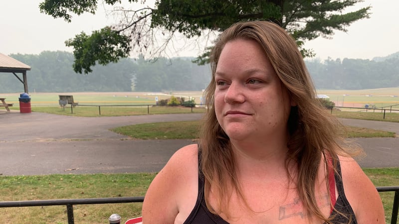 Ashley Brouillette poses for a portrait at a park in Harrison, Mich., on Thursday, July 16,...