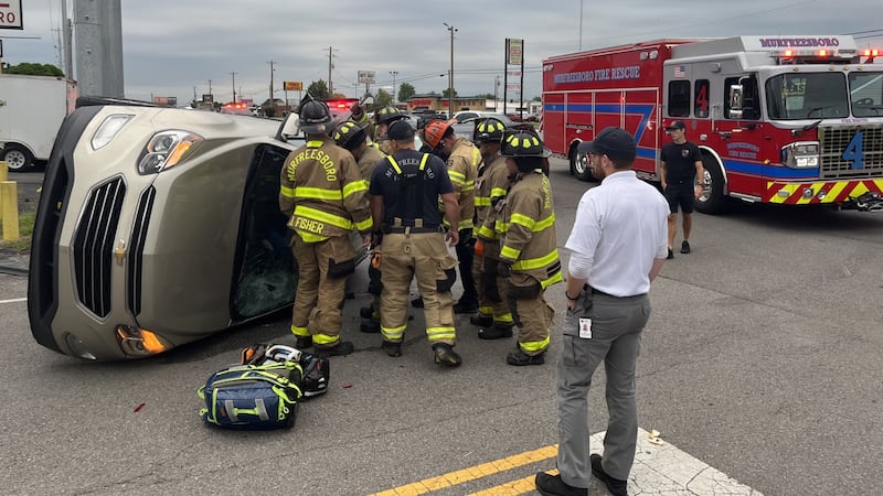 A driver was rescued after their car flipped during a two-vehicle crash Thursday morning in...