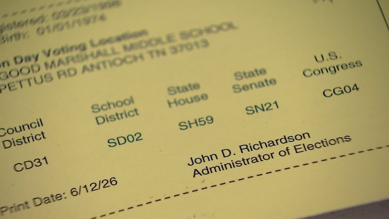 Nashville voters have been sent new voter ID cards listing their updated districts after maps...