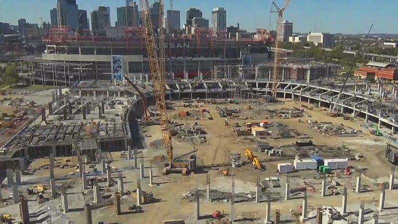 A live camera shows the progress of the Tennessee Titans' new home.
