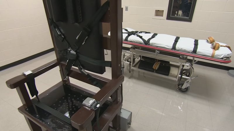 The electric chair and lethal injection bed are both stored in the death chamber at Riverbend...