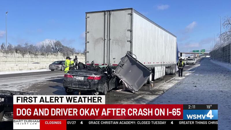 Photos of the crash show that a Honda had slammed into the back of the semi-truck, crushing...