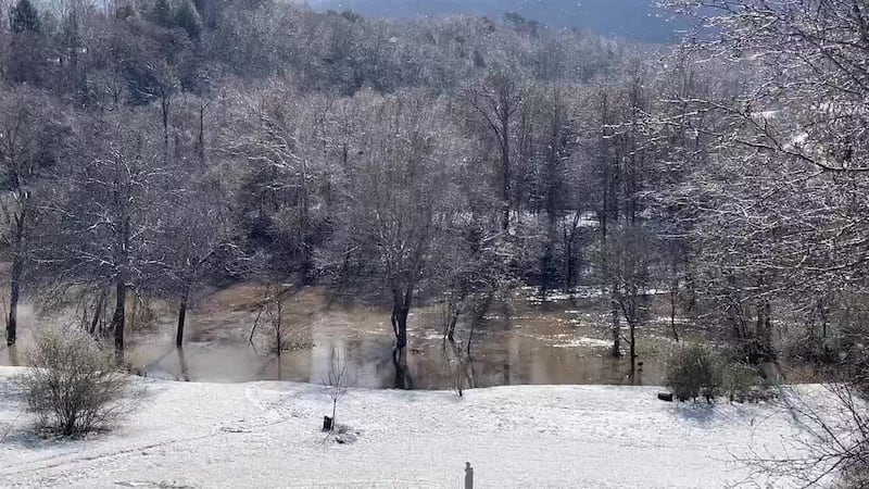 Collins River in McMinnville, TN during Monday's continued winter storm. Viewer Stacy Ellard...