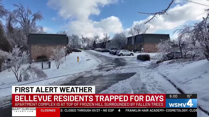Polk Ridge Apartments residents in Nashville are stranded on a frozen hill surrounded by...