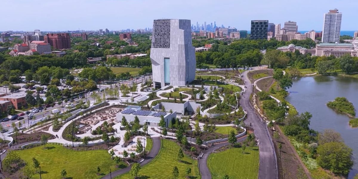 Aerials show the new Obama presidential museum in Chicago