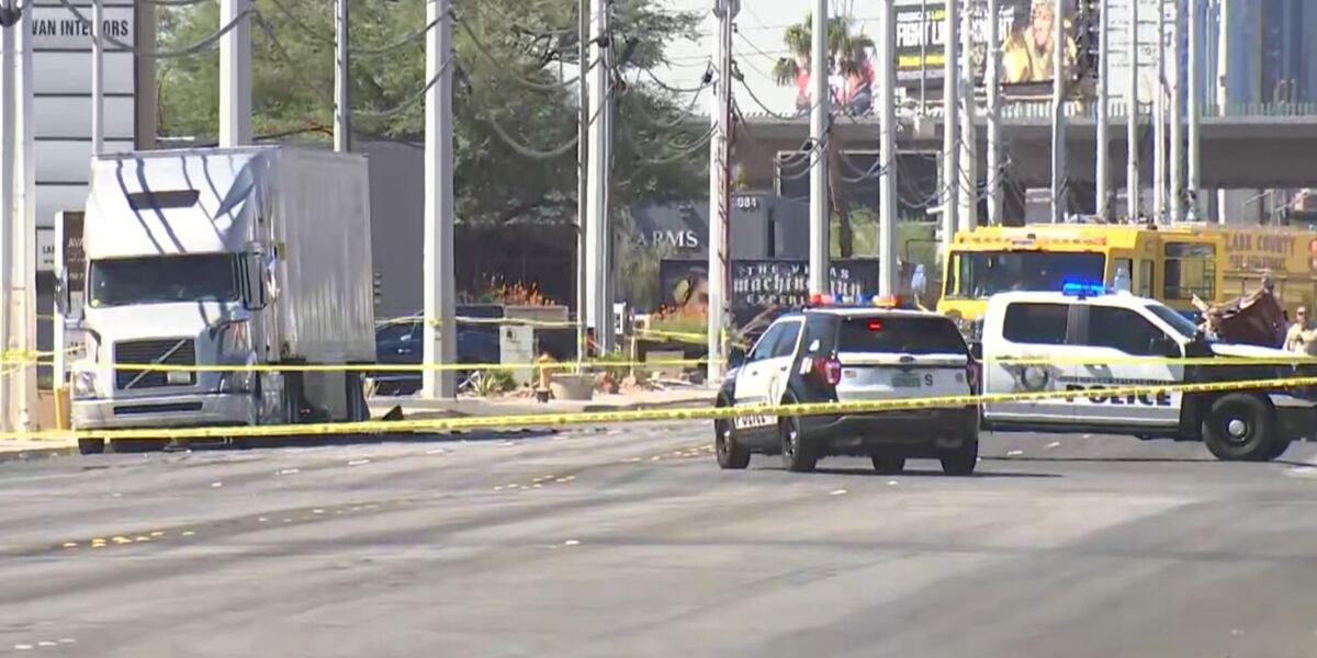 Coverage image for: 1 dead, 2 injured after impaired driver crashes into parked semi in west Las Vegas